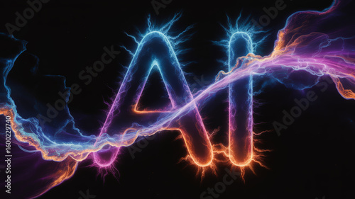 Agentic ai energy flows through electric abstract design with glowing effect