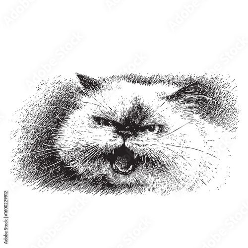Angry cat illustration for design projects and creative works