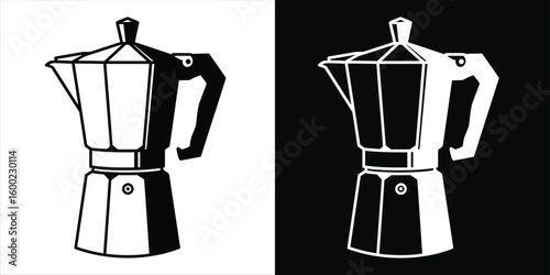 Vector illustration of a classic Italian stovetop coffee maker icon.
