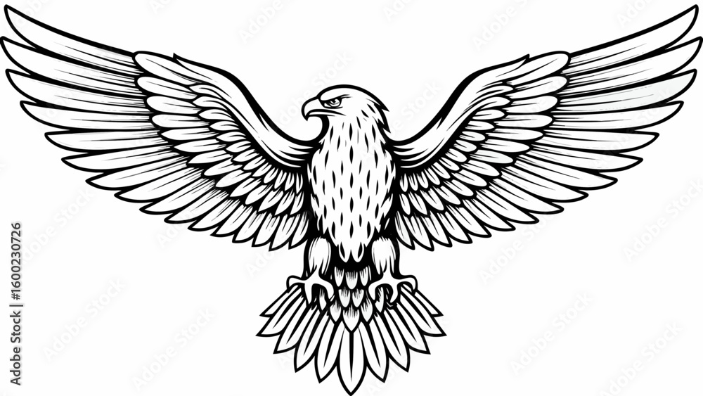 Obraz premium Eagle Spread Wings Engraving