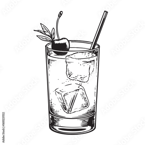 Refreshing cocktail with ice and cherry garnish for summer gatherings