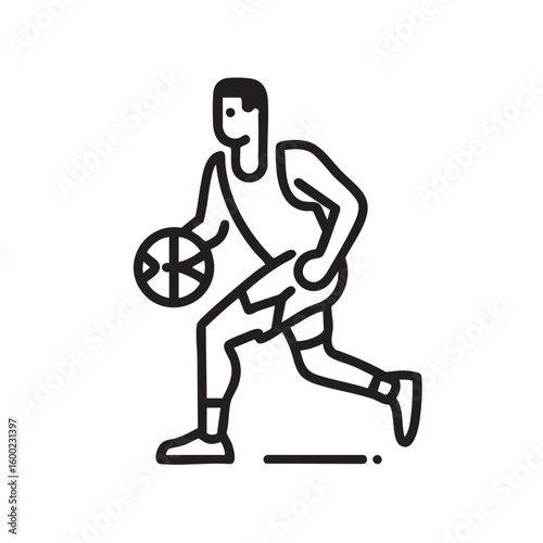 Dynamic basketball player dribbling towards the hoop in action