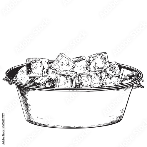 Ice cubes in metal bucket for summer drinks and celebrations