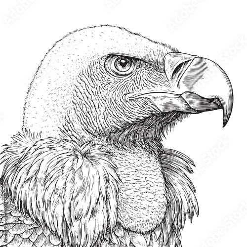 Detailed depiction of a majestic vultures head for wildlife art