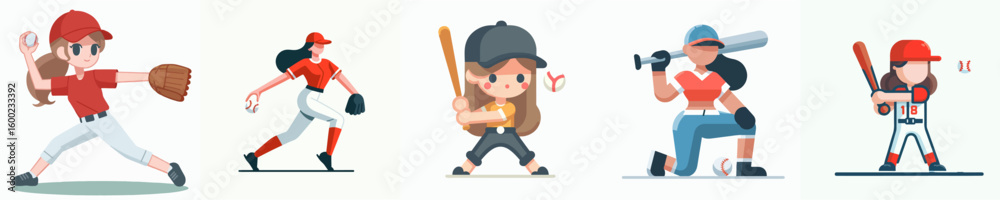 Fototapeta premium vector of a female baseball player