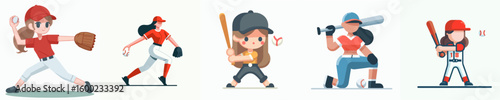 vector of a female baseball player