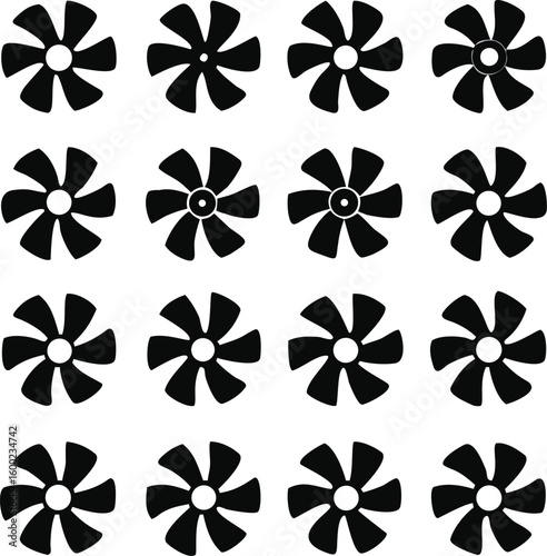 Eight pointed star flower silhouette isolated on white background