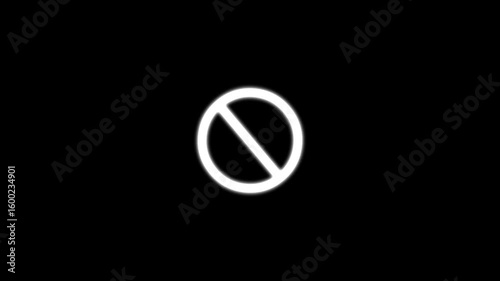Block Icon Animation – Access Denied Motion Graphic on Black Background. 4k video 