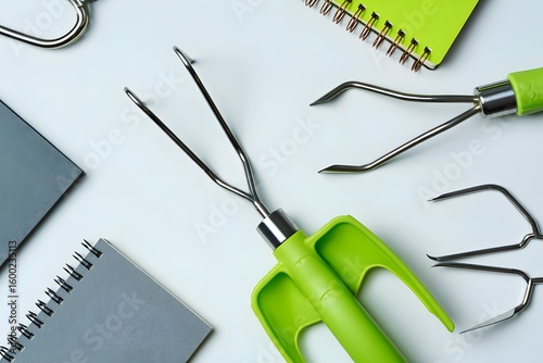 Fishing Hook and Notebook Flat Lay - Angling Tools and Workspace