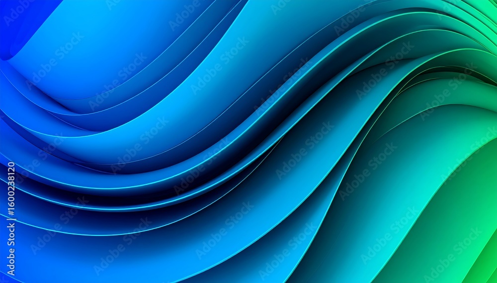 Fototapeta premium Abstract blue and green waves