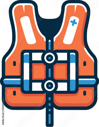 safety Life Jacket flat vector icon illustration