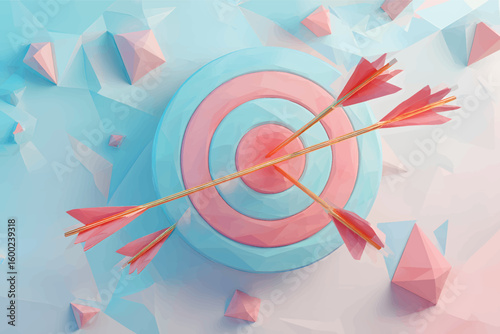 Setting goals correctly target with arrows, vector illustration