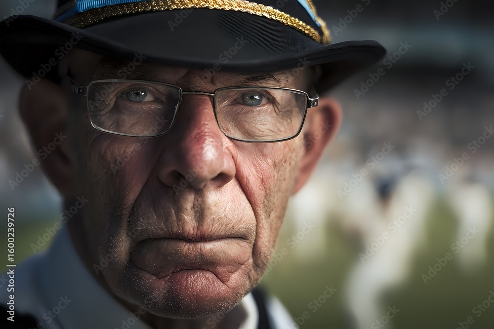 Cricket Umpire Portrait: Concentration and Authority on the Field Cricket Umpire Portrait: Concentration and Authority on the Field