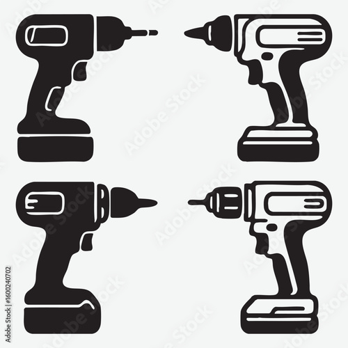 Black power drills with white accents power tool cordless drill