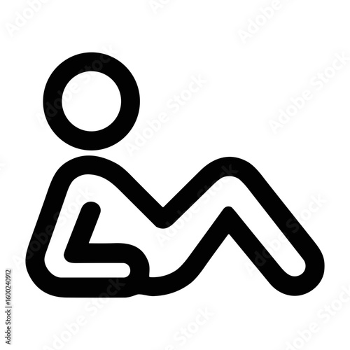 Minimalist Outline Person Doing Sit Up Exercise Fitness Icon