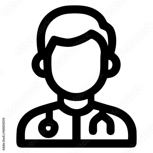 Minimalist Outline Design Doctor Medical Professional Staff with Stethoscope Icon