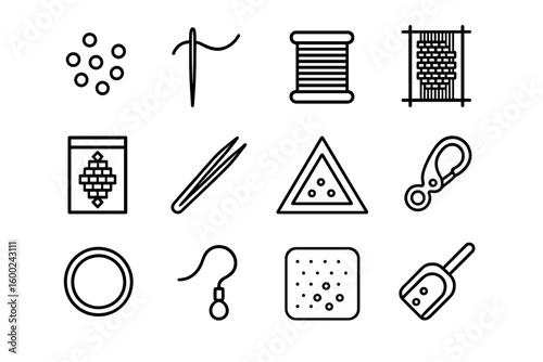 Sewing and craft tools on dark background with glowing details