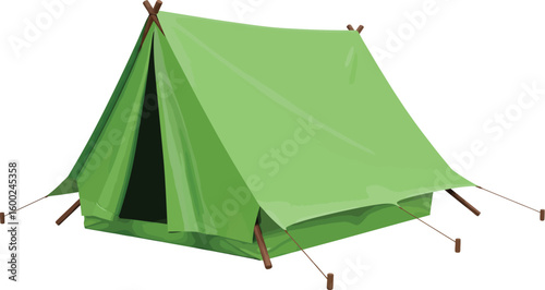 Vector Illustration of a Green Camping Tent  