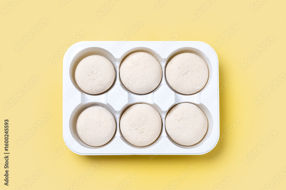 Japanese Cheesecake ice cream mochi on white background Japanese Cheesecake ice cream mochi on white background