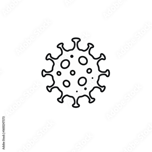Virus icon with spikes and circles. The design is minimalistic and suitable for medical related topics