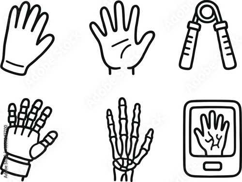 hand drawn cute out doodle style isolated hand glove r hand palm print hand grip strengthener hand eoskeleton glove hand joint model hand vein scanner