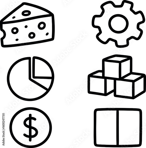 hand drawn cute out doodle style isolated part segment slice part module unit part component block part fraction ratio part share token part partition
