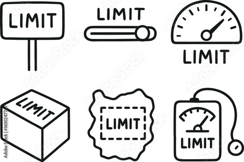hand drawn cute out doodle style isolated limit boundary limit threshold marker limit gauge dial limit constraint model limit safe zone map limit stress tester