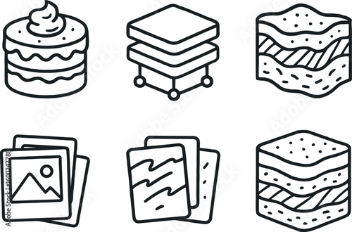 hand drawn cute out doodle style isolated layer cake tier layer network stack layer geology strata layer image overlay layer paint coat layer sedimentary bed