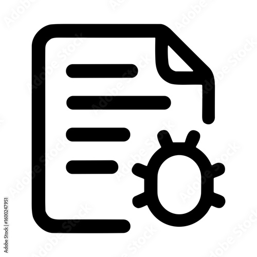 Outline Simple Document Bug Virus Error Sign Shape Icon Design