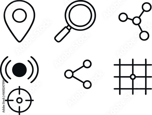 hand drawn cute out doodle style isolated point datum marker point coordinate pin point focus lens point trigger sensor point intersection node point reference