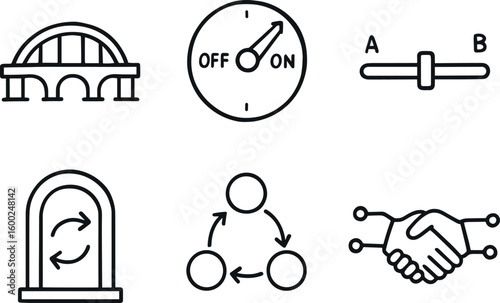 hand drawn cute out doodle style isolated transition bridge span transition phase dial transition crossfade slider transition gateway portal transition state machine transition handshake