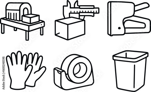 hand drawn cute out doodle style isolated packaging corner shrink tunnel packaging corner dimension checker packaging corner bo stapler packaging corner safety gloves packaging corner