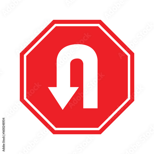 U-Turn Road Sign – Reversal Turn Symbol for Traffic Direction Change