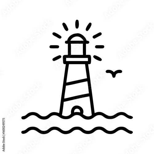 Lighthouse by the coast is maritime navigational aid, beacon of hope for sailors. Lighthouse near coastline, guiding ships through treacherous waters, represents safety and guidance.
