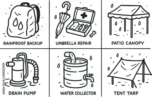 hand drawn cute out doodle style isolated rainy season waterproof backpack cover rainy season umbrella repair kit rainy season patio canopy rainy season drain pump rainy season water