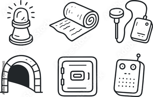hand drawn cute out doodle style isolated tunnel safety beacon tunnel waterproof membrane tunnel geotechnical sensor tunnel portal arch tunnel escape hatch tunnel communication system