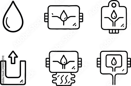 hand drawn cute out doodle style isolated droplet generator chip surface treatment droplet generator chip control firmware droplet generator chip droplet sensor droplet generator chip