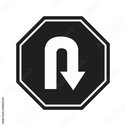 U-Turn Road Sign – Reversal Turn Symbol for Traffic Direction Change