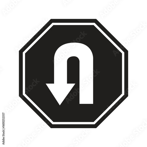 U-Turn Road Sign – Reversal Turn Symbol for Traffic Direction Change
