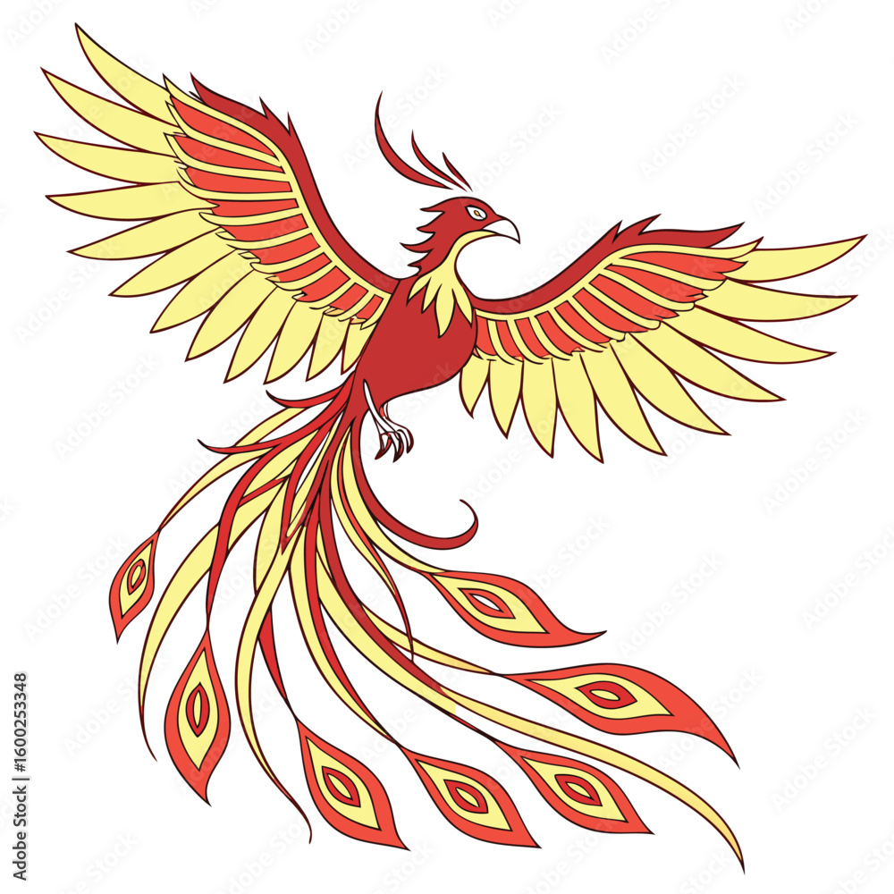 Obraz premium Rooster with fiery feathers in tribal vector art design