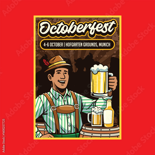 Oktoberfest traditional German festival Cartoon Illustration Poster