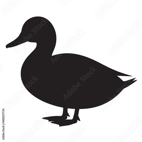 Simple black duck silhouette vector icon. Isolated graphic illustration of a waterfowl or farm bird for logo design or nature concept.