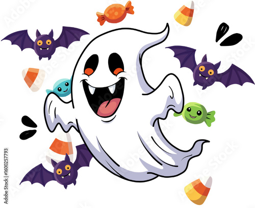 Cute Halloween character ghost cartoons.