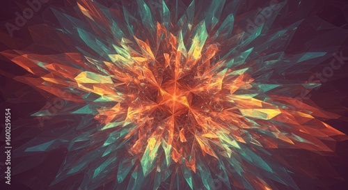 Abstract burst of energy a fractal explosion of warmth and coolness creating depth and mystery deep
