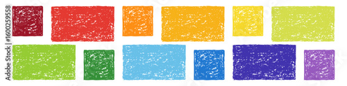 Set of Design Elements Hand-drawn Templates Rectangles of Different Colors Isolated on White Backdrop. Style of Children's Drawing.