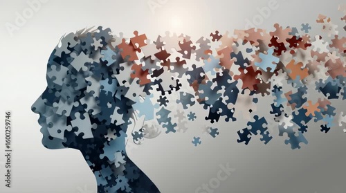 Conceptual Puzzle Head Silhouette for Alzheimer’s Awareness Day and Memory Loss Health Campaign