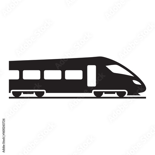 Minimalist black silhouette icon modern train