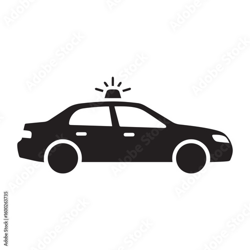 Police Car Silhouette Icon Vector