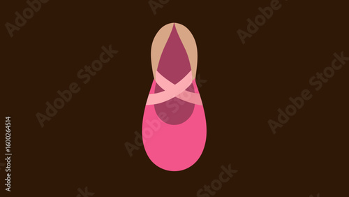 Minimalist illustration of a pink ballet slipper on a brown background for design