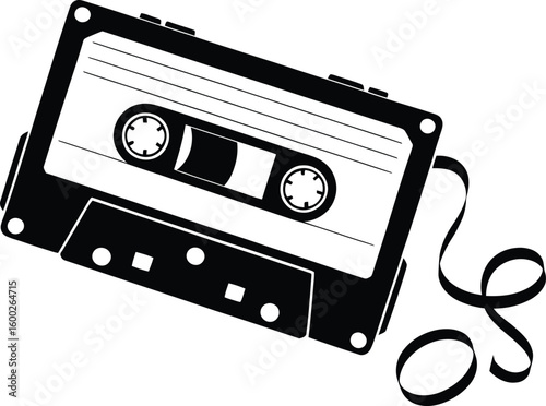 A vintage music cassette silhouette design on white background